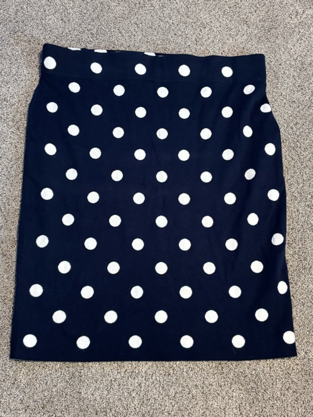 Chaps Navy with White Polka Dot Pencil Skirt